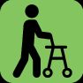Piktogramm motorische Einschränkungen: eine Person mit Rollator